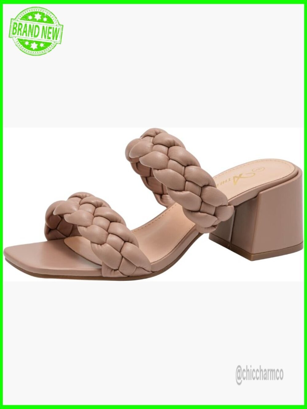 Braided Strappy Square Open Toe Heeled Sandals Mules Block Heels